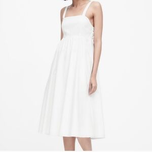 Banana Republic Beyaz Poplin Midi Dress-8